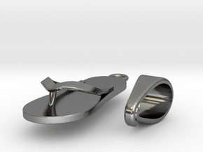 Flip-flop Pendant in Fine Detail Polished Silver
