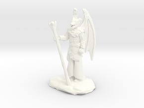 Winged Dragonborn Druid in Robes with Staff in White Processed Versatile Plastic