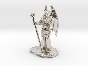 Winged Dragonborn Druid in Robes with Staff in Rhodium Plated Brass