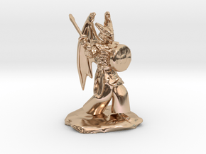 Winged Dragonborn Druid with Scimitar and Shield in 14k Rose Gold Plated Brass