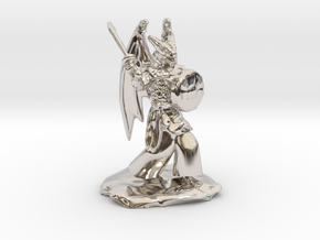 Winged Dragonborn Druid with Scimitar and Shield in Rhodium Plated Brass