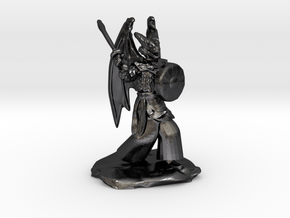 Winged Dragonborn Druid with Scimitar and Shield in Polished and Bronzed Black Steel