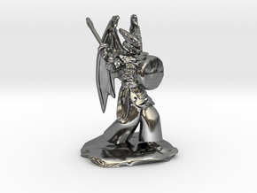 Winged Dragonborn Druid with Scimitar and Shield in Fine Detail Polished Silver