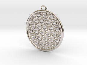 Flower Of Life Pendant  in Rhodium Plated Brass