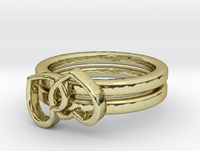 Ø0.606inch - 15.40 mm Melting Hearts Ring B in 18k Gold Plated Brass