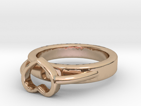 Ø15.40mm - Ø0.606inch Heart Ring A Bis in 14k Rose Gold Plated Brass