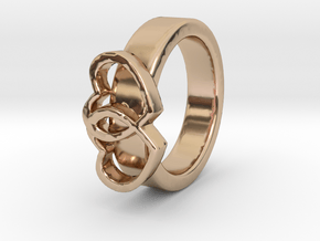 Ø15.40mm - Ø0.606inch Double Hearts Model D in 14k Rose Gold Plated Brass