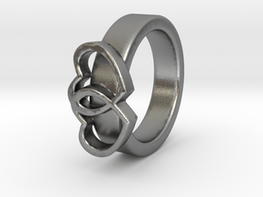 Ø15.40mm - Ø0.606inch Double Hearts Model D in Natural Silver