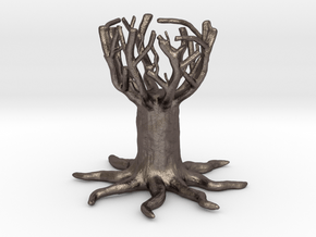 Tree cup- egg holder in Polished Bronzed Silver Steel