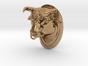 bull head head badge for bicycle in Polished Brass