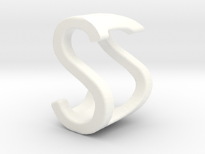 Two way letter pendant - DS SD in White Processed Versatile Plastic
