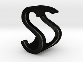 Two way letter pendant - DS SD in Matte Black Steel