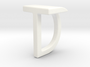 Two way letter pendant - DT TD in White Processed Versatile Plastic