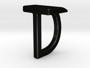 Two way letter pendant - DT TD in Matte Black Steel