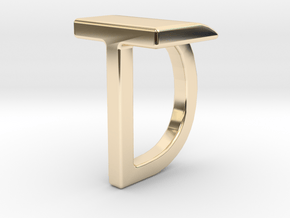 Two way letter pendant - DT TD in 14k Gold Plated Brass