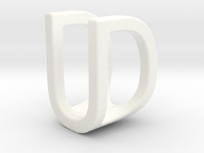 Two way letter pendant - DU UD in White Processed Versatile Plastic