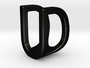 Two way letter pendant - DU UD in Matte Black Steel