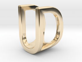 Two way letter pendant - DU UD in 14k Gold Plated Brass