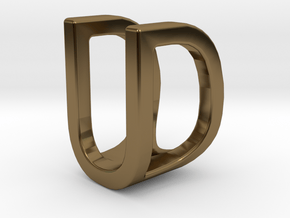 Two way letter pendant - DU UD in Polished Bronze