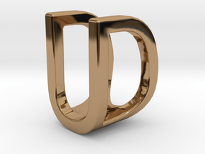 Two way letter pendant - DU UD in Polished Brass