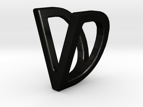 Two way letter pendant - DV VD in Matte Black Steel