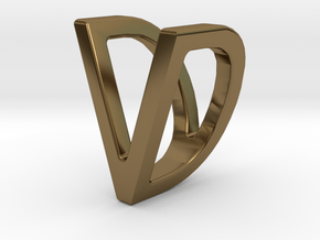 Two way letter pendant - DV VD in Polished Bronze