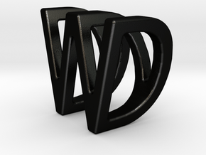 Two way letter pendant - DW WD in Matte Black Steel