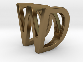 Two way letter pendant - DW WD in Polished Bronze