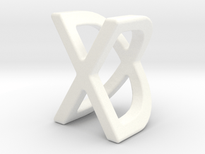 Two way letter pendant - DX XD in White Processed Versatile Plastic