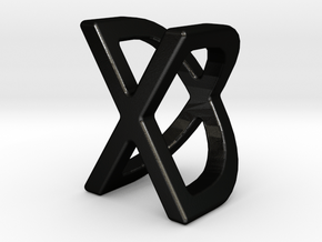 Two way letter pendant - DX XD in Matte Black Steel