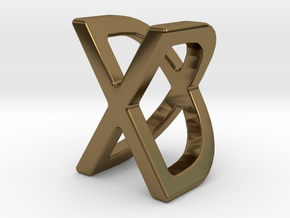 Two way letter pendant - DX XD in Polished Bronze