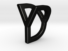 Two way letter pendant - DY YD in Matte Black Steel