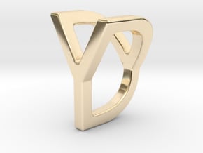 Two way letter pendant - DY YD in 14k Gold Plated Brass
