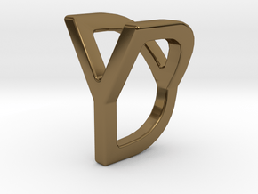 Two way letter pendant - DY YD in Polished Bronze