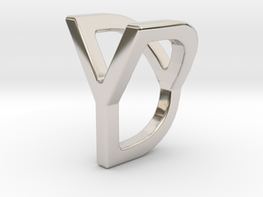 Two way letter pendant - DY YD in Rhodium Plated Brass