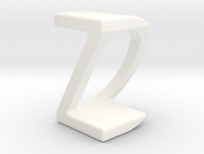 Two way letter pendant - DZ ZD in White Processed Versatile Plastic