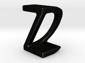 Two way letter pendant - DZ ZD in Matte Black Steel