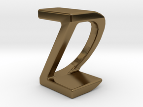 Two way letter pendant - DZ ZD in Polished Bronze
