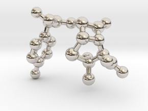 amoxicillin_ball_stick_nonH in Rhodium Plated Brass