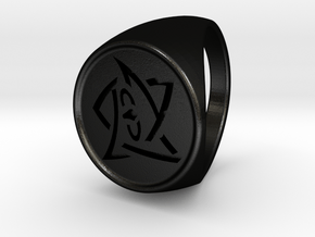 Elder Sign Ring Size 10.5 in Matte Black Steel