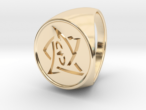 Elder Sign Ring Size 10.5 in 14k Gold Plated Brass