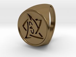 Elder Sign Ring Size 10.5 in Polished Bronze