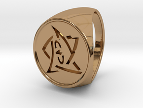 Elder Sign Ring Size 10.5 in Polished Brass