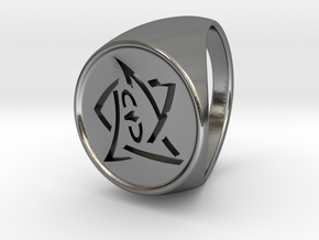 Elder Sign Ring Size 10.5 in Polished Silver