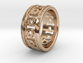 MEN'S LATTICE RING SIZE 10 in 14k Rose Gold Plated Brass