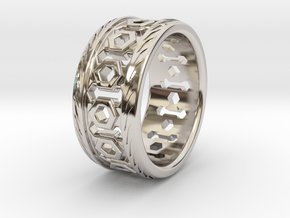 MEN'S LATTICE RING SIZE 10 in Rhodium Plated Brass