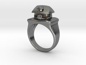 Cute House Ring in Fine Detail Polished Silver