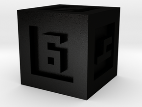 Bordered Dice 6 Sided in Matte Black Steel