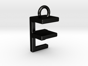 Two way letter pendant - EF FE  in Matte Black Steel
