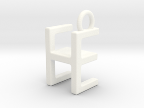 Two way letter pendant - EH HE in White Processed Versatile Plastic